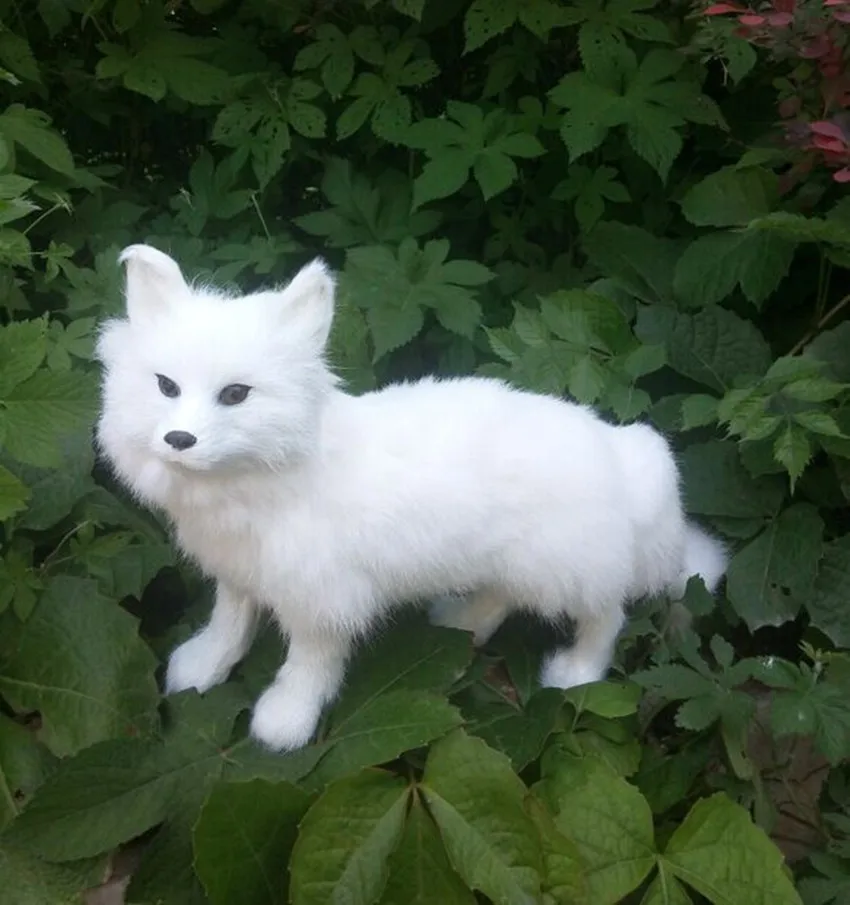 new standing simulation fox toy resin&fur fox white fox doll gift about