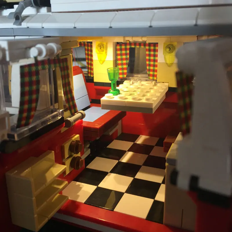 

MOC Creative Technic Compatible Lmingly Creator Series T1 Campering Van LED Blocks Light Up Kit Toys For Children