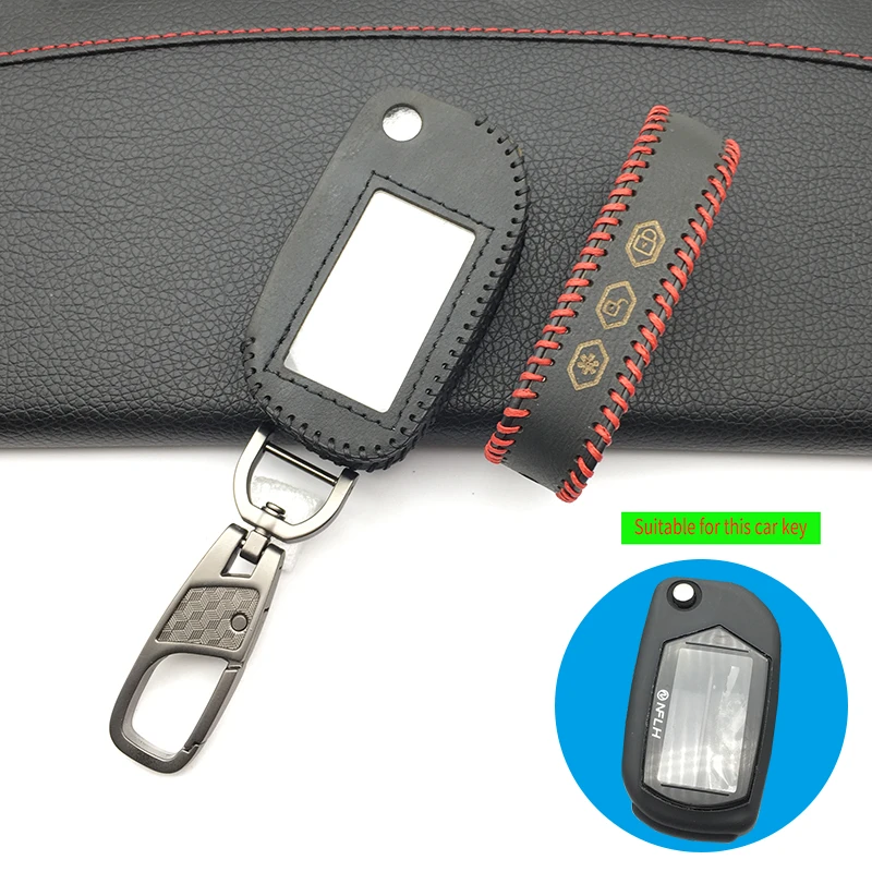 Russian Car Alarm A91 Leather Key Case Cover for Starline A91 A61 B9 B6 fob Bag A91 folding Car Flip Remote Protect Shell