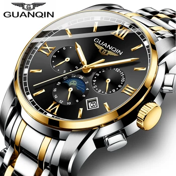 

GUANQIN Mens Watches Top Brand Luxury Automatic Mechanical Swim Watch Men Full Steel Waterproof 50M Waterproof Sport Watches