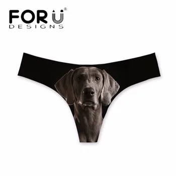 

FORUDESIGNS Funny 3D Dog Weimaraner Printed Women G-strings Fashion Female Traceless Panties Ultra-thin Elastic Fitness Thongs