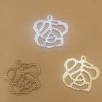 

18mm Vintage Filigree Rose Flower Wraps Metal Links European Charms Hair Clasp Bu Yao Accessories DIY Findings Multi-Color