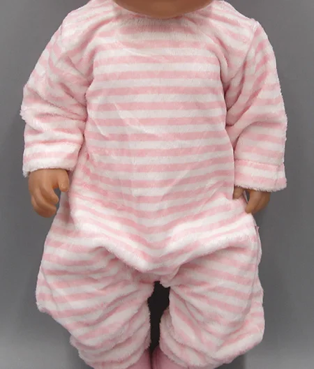 Детская Одежда для куклы, подходит для куклы 43 см, аксессуары для новорожденных, плюшевая розовая полосатая одежда для ползания - Цвет: M--119