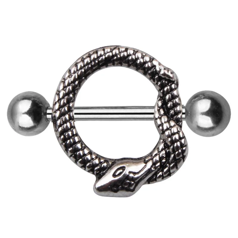 1 Pair Cool 316L Surgical Steel Barbell Piercing Snake Shaped Nipple Ring Fashion Body Piercing
