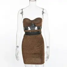 Women Summer Dress Casual Sleeveless Hollow Out Ladies Dresses Evening Party Clubwear Sexy Sequins Strapless Dress pink sexy hollow details sleeveless casual dress