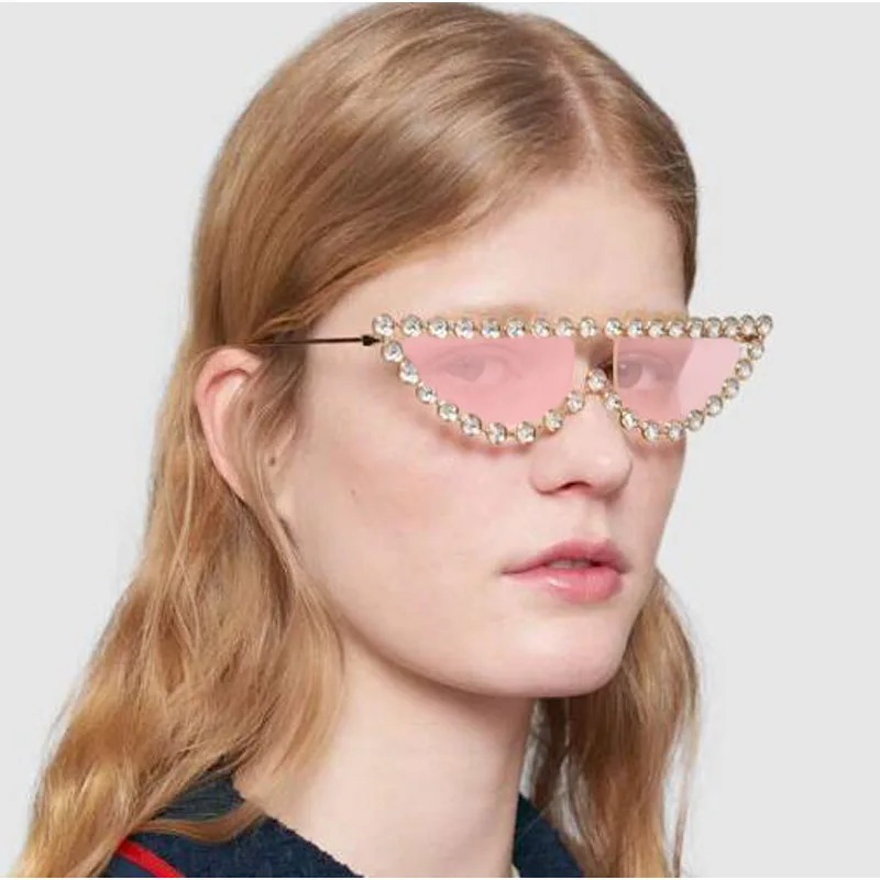 Flat Top Diamond Cat Eye Sunglasses Trend Women Sun Glasses Brand ...