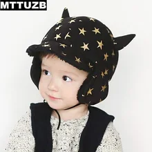 MTTUZB Moda outono das crianças estrela impresso cap ouvido criança inverno quente chapéu criança chapéus bebê recém-nascido macio acessórios