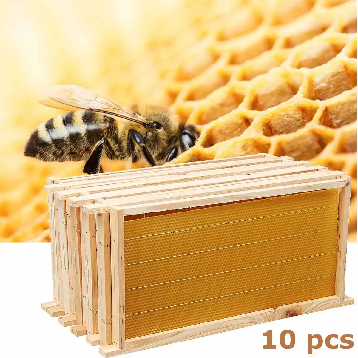 

10pcs Honeycomb Wax Frames Beehive Base Sheets Beekeeping Honey Hive Equipment Bee Supplies