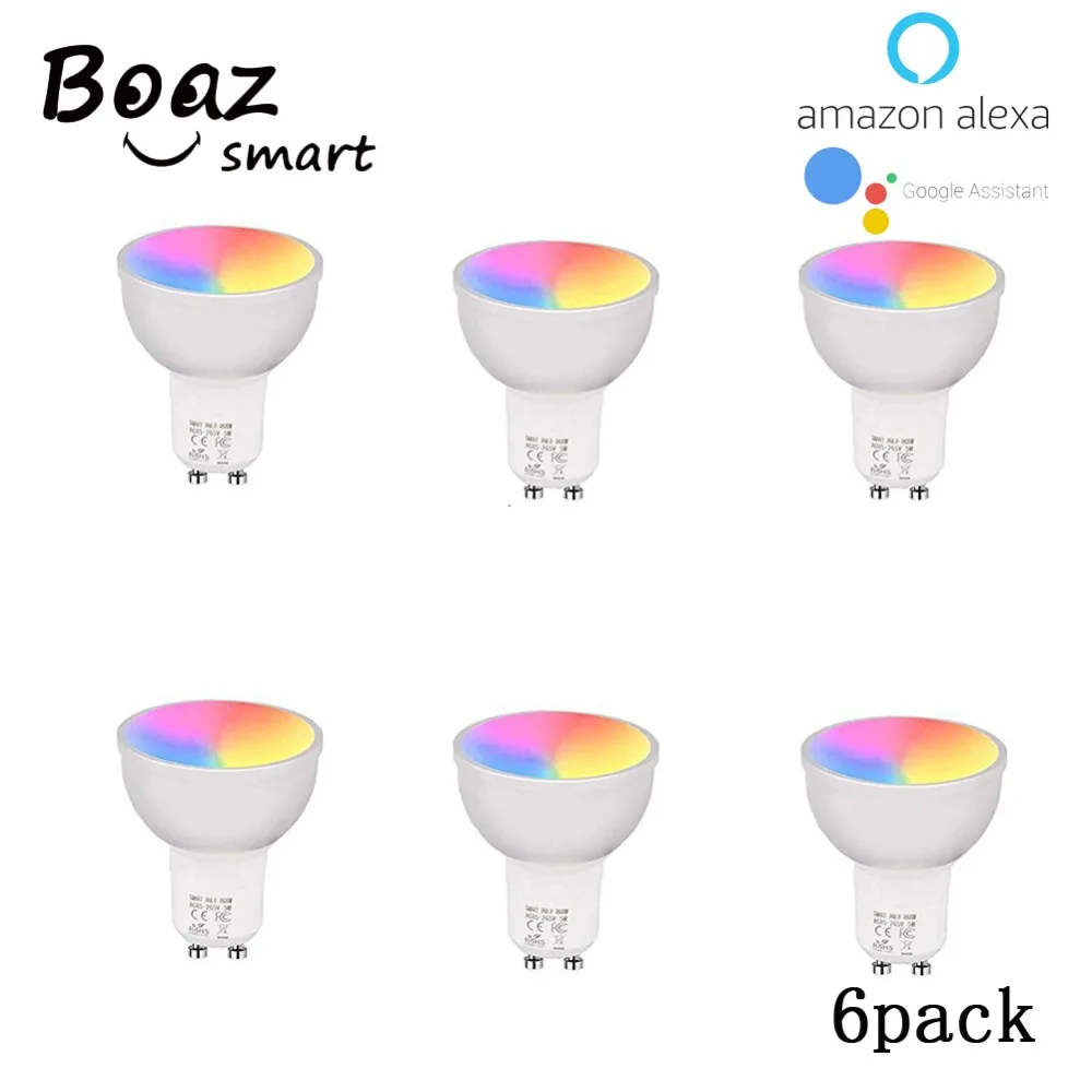 

Smart Wifi light GU10 Alexa Google home Voice Controll Tuya Smartlife APP remote Control LED light RGBW color Changing Bulb