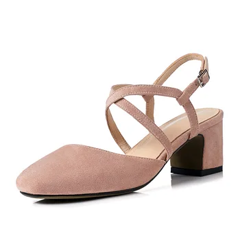 

2019 spring and summer new simple thick with a buckle with a square head 33-43 size code Baotou sandals