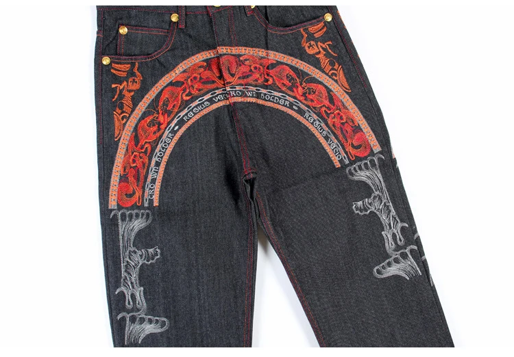 Sokotoo для мужчин хип хоп джинсы для женщин Прохладный Личность Вышивка свободные штаны деним уличная длинные мотобрюки мужской