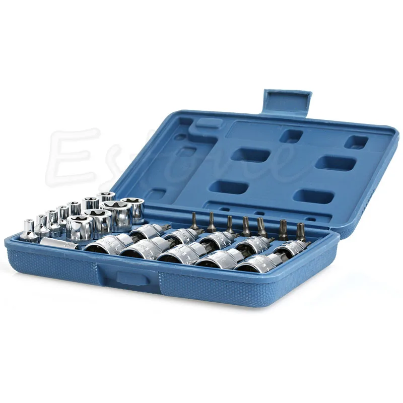 

29PCS Torx Socket Bit Set 1/4" 3/8" 1/2" Chrome Vanadium Bright Chrome High Quality