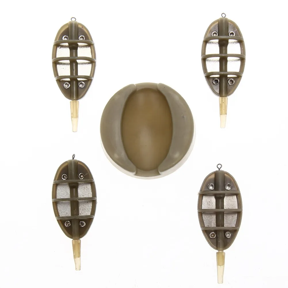 4Pcs/Set Method Feeder Carp Fishing Feeder For Fishing Combo Inline with Mould Carp Lead Sinker Free Lead Feeding Troughs Pesca 30g 40g 50g fishing feeder carp lead sinker lures bait holder with mould accessory inline outdoor fishing method bait thrower