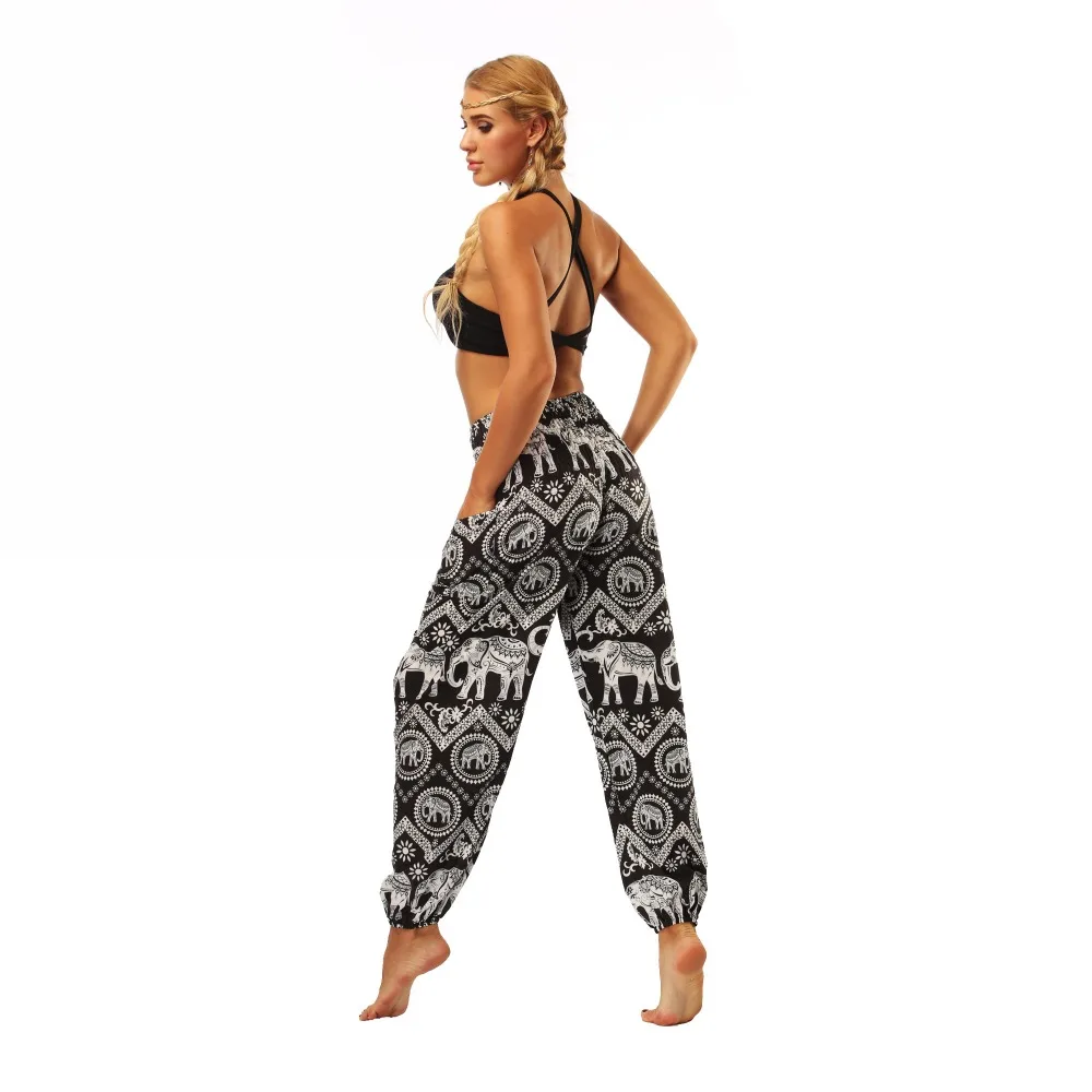 TL008- Black and white elephant wide leg loose yoga pants leggings (6)