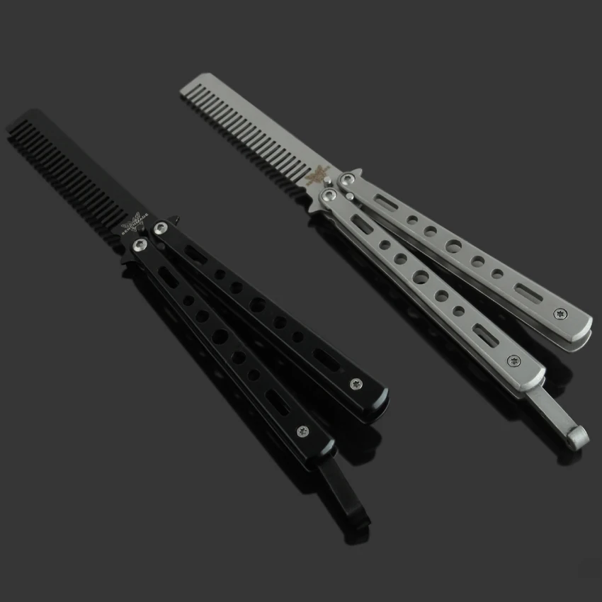 Pro Butterfly Shape Hair Steel Comb In Knife Comb Fashion Folding