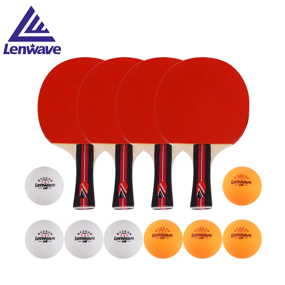 

Ping Pong Paddle Set 4 PCS Table Tennis Racket + 8PCS Professional 3 Stars Pingpong Game Balls Training Racquet Kit