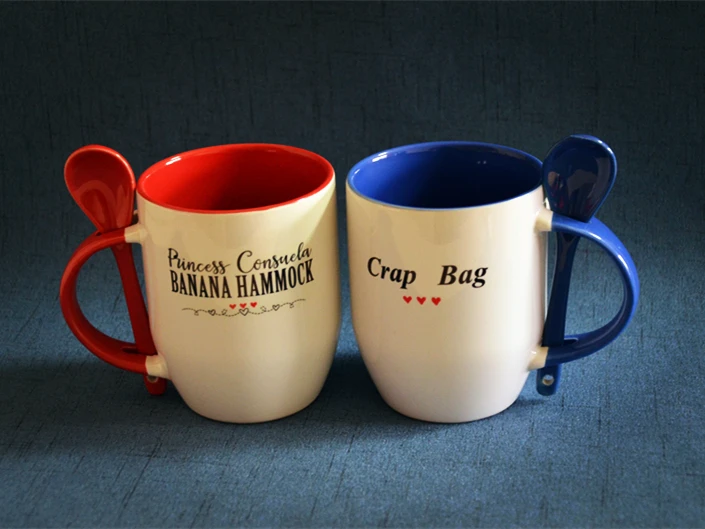 

New Quality Friends Princess Consuela Banana Hammock Crap Bag Ceramic Coffee Mug Cup With Spoon ---Loveful