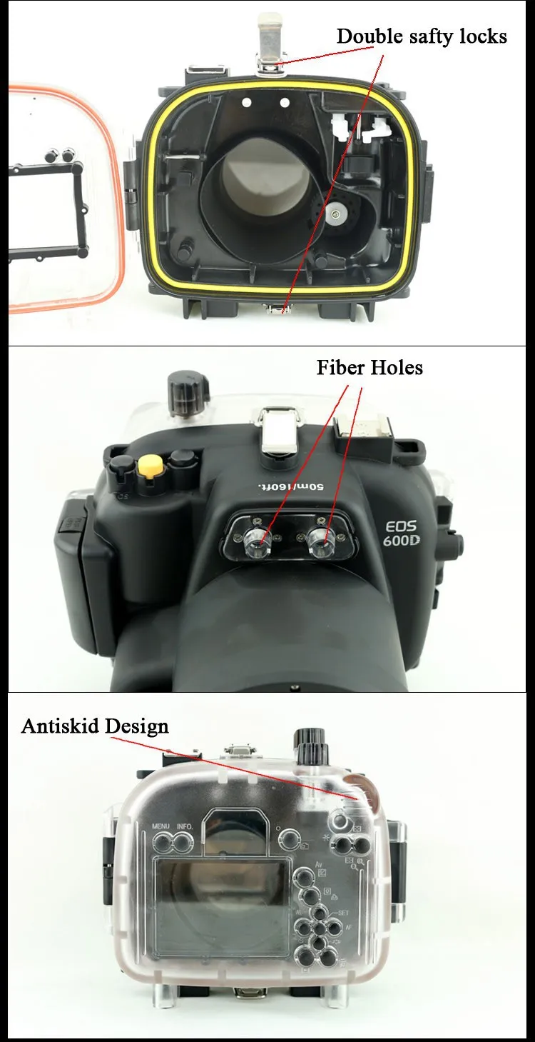 40 м 130FT Водонепроницаемый подводный Камера Корпус чехол сумка для Canon EOS 600D T3i Камера+ две руки лоток