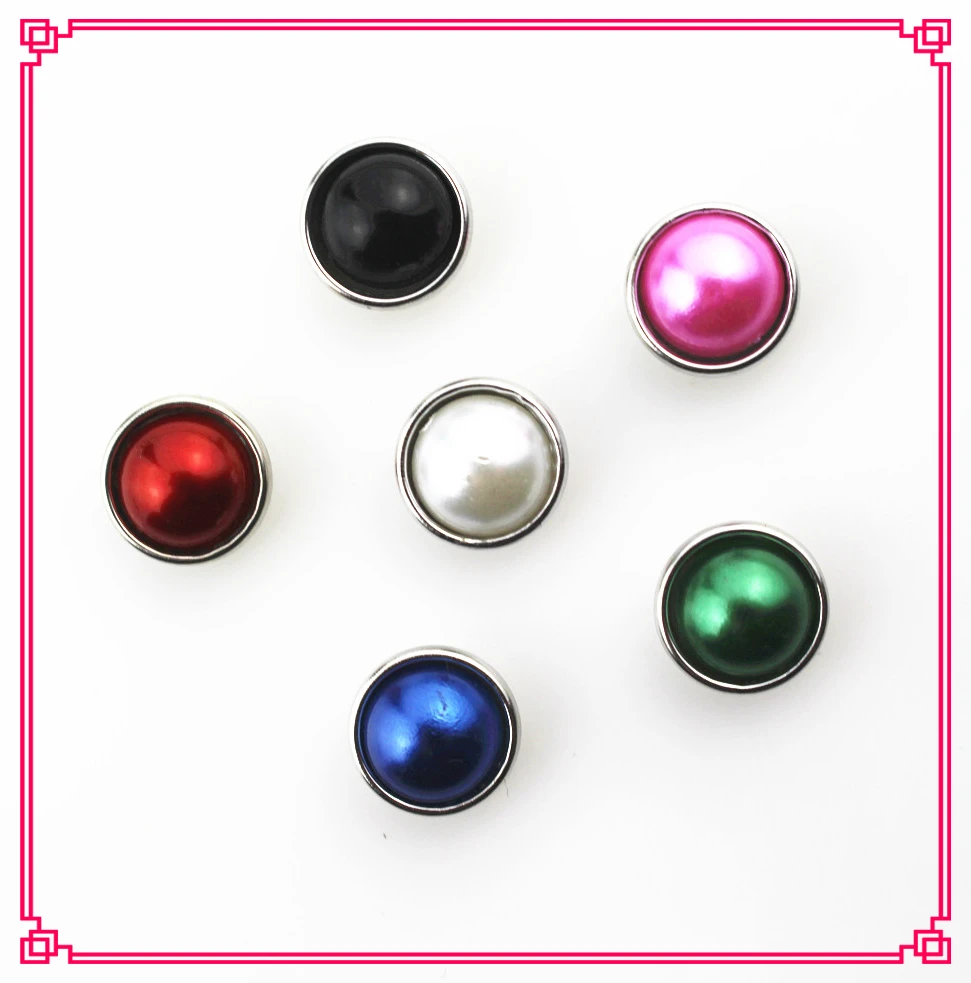 

New arrive 50pcs/lot mix random color 12mm pearl snap buttons charms for 12mm snap button bangle bracelet diy jewelry