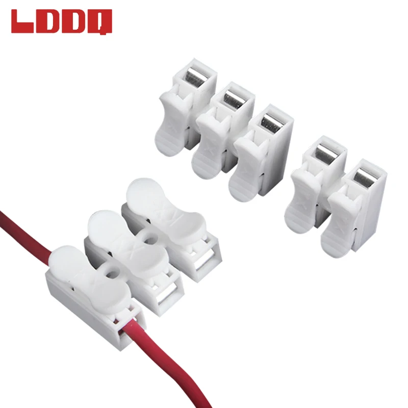 

LDDQ CH-2 CH-3 Spring Wire Quick Connector 10pcs/lot 2P 3P Electrical Crimp Terminal Block Splice Cable Clamp Easy Fit Led Strip