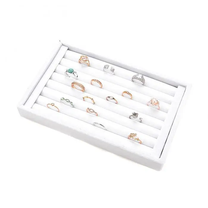 Кольцо Jewelry кулон бархат Дисплей Организатор лоток держатель серьги коробка для хранения ювелирных изделий @ M23