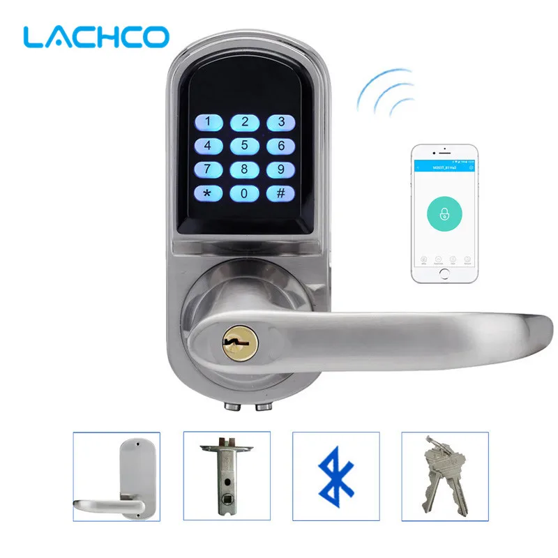 Lachco Smart Phone Bluetooth Door Lock With Combination Satin