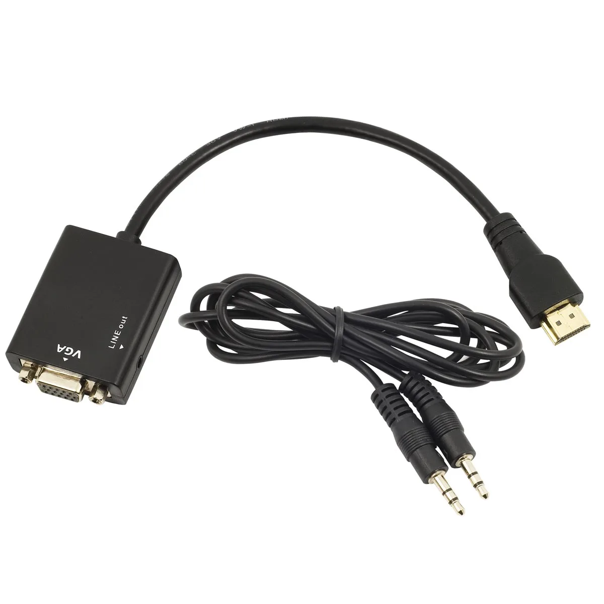 HDMI to VGA Adapter + 3.5mm AUX Audio Cable HDTV Video Converter