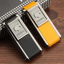 COHIBA Gadgets 2 Fire Flame Jet фонарь Зажигалка для сигар многоразовые ветрозащитные газовые зажигалки с бутаном с сигары удар подарочная коробка