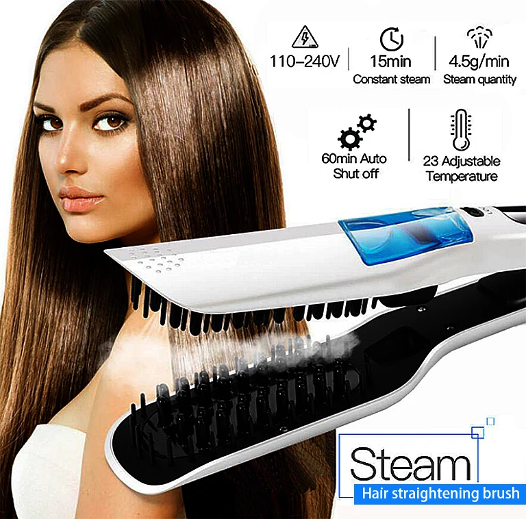 3D Steam Styler LCD Display Hair Straightening Brush Electric Straightener Comb Irons 110-240V Ceramic Hair Styling Brush (5)