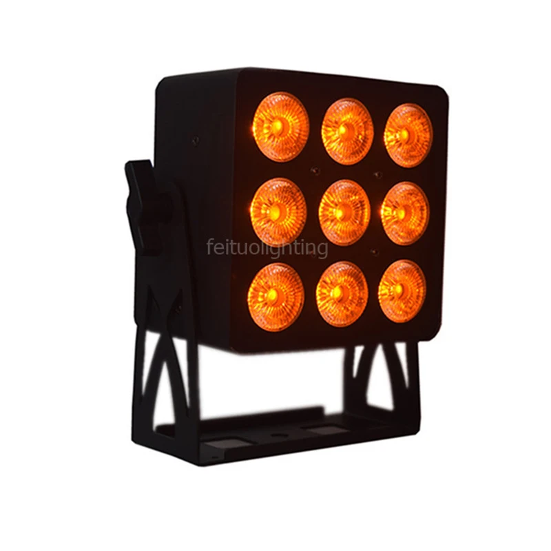 

2019 New Super Bright DMX Led Flat Par Light 9x12w RGBWYA 6in1 Led Par 64 Powercon In / Out Music Activated Led Par Stage Light