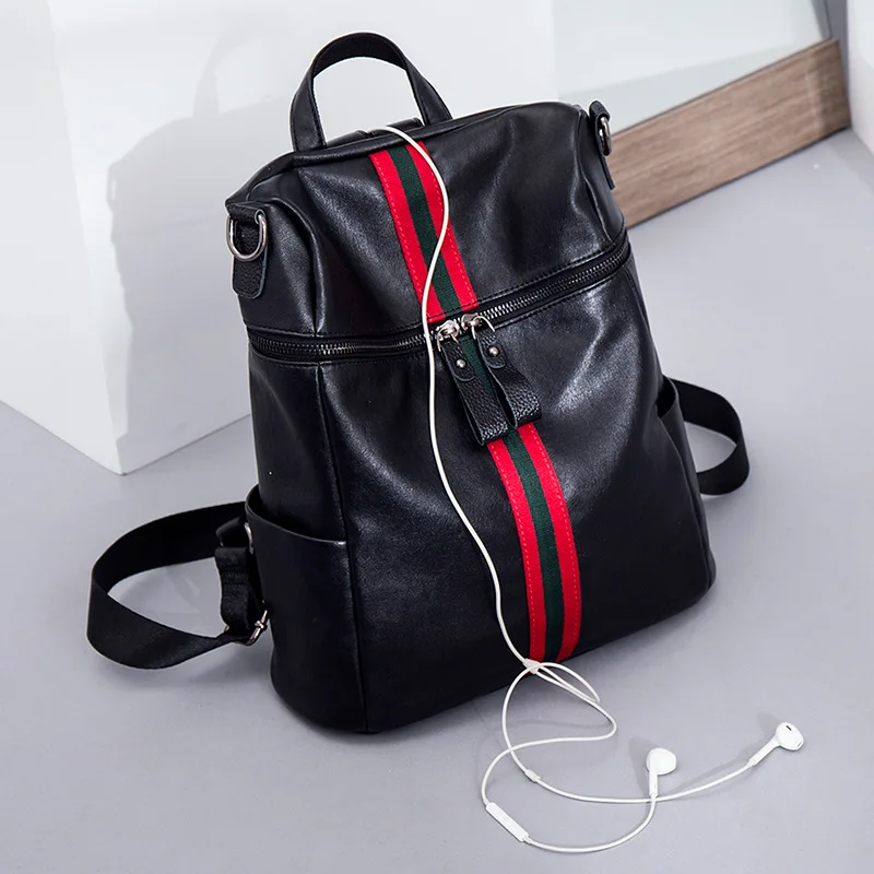 

Ms. PU high quality PU leather vertical section shoulder bag new dual-use leisure travel simple backpack