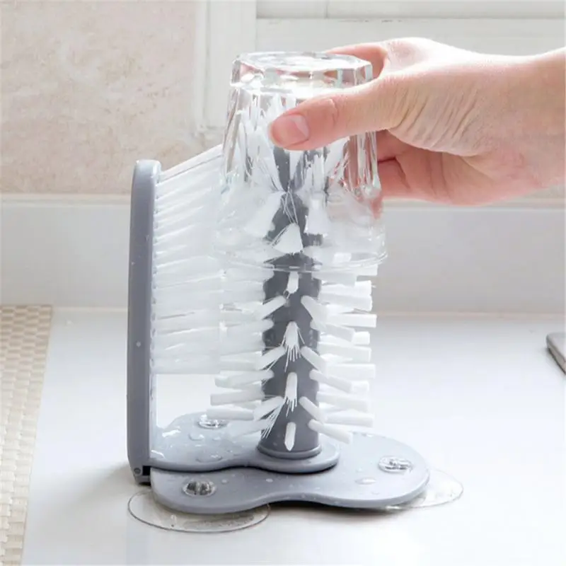 Innovative Wall-mounted Convenient Cup Brush Glass Cleaning Rotating Tea Tools Kitchen Accessories | Дом и сад