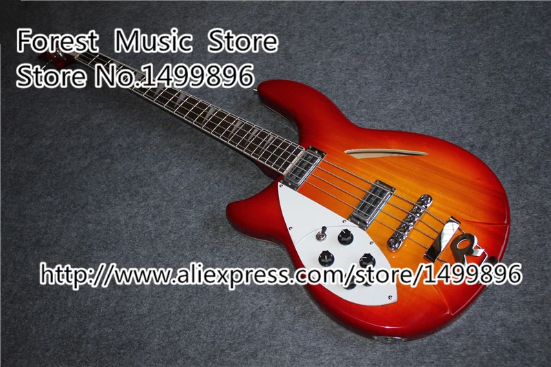 

High Quality Chinese Cherry Sunburst Finish Hollow Body Left Handed Rick Guitars Electric Free Shipping