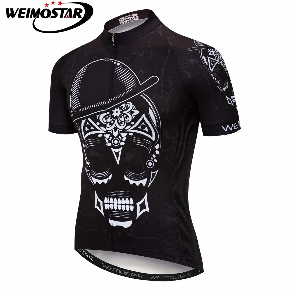

2018 WEIMOSTAR Skull Men Summer Cycling Jersey Short Sleeve Ropa Ciclismo Bicycle Clothing mtb black Road Bike Jersey Shirt