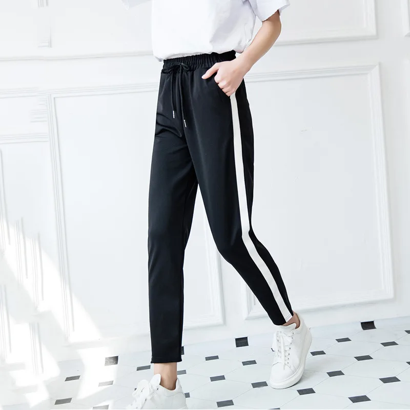 Volné kalhoty pro ženy 2017 jarní / podzimní móda zimní kalhoty dámské šedé kalhoty Mid waist šňůrka Patch Peg příležitostné dlouhé kalhoty