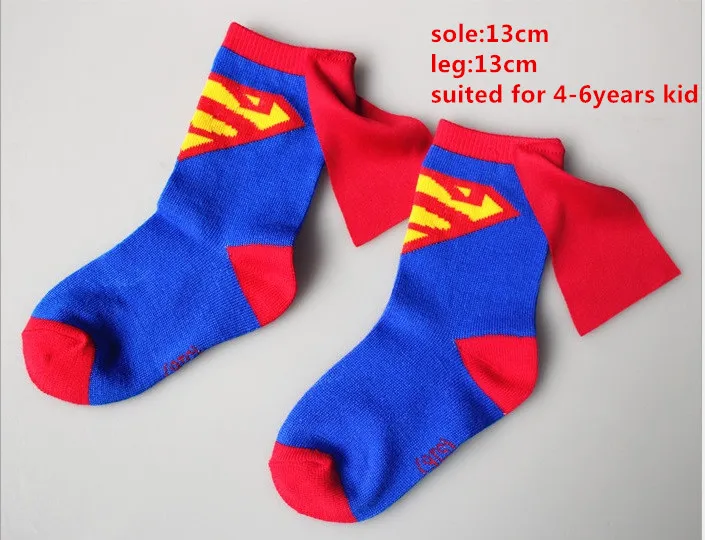 Детские носки для косплея СУПЕРМЕНА для мальчиков и девочек 4-6 лет, носки с героями мультфильмов милые детские повседневные носки