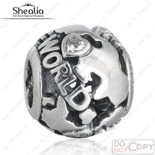 Plata Travel Around The World granos del encanto Original 925 con CZ pavimenta los granos Diy colección otoño pulseras BD254