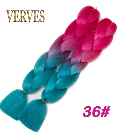 #31 VERVES, Омбре, плетение волос, 100 г/шт., 24 дюйма, 1 шт., синтетический, три, два тона, тепловое волокно, вязанное крючком, огромные косы, наращивание волос - Цвет: #31