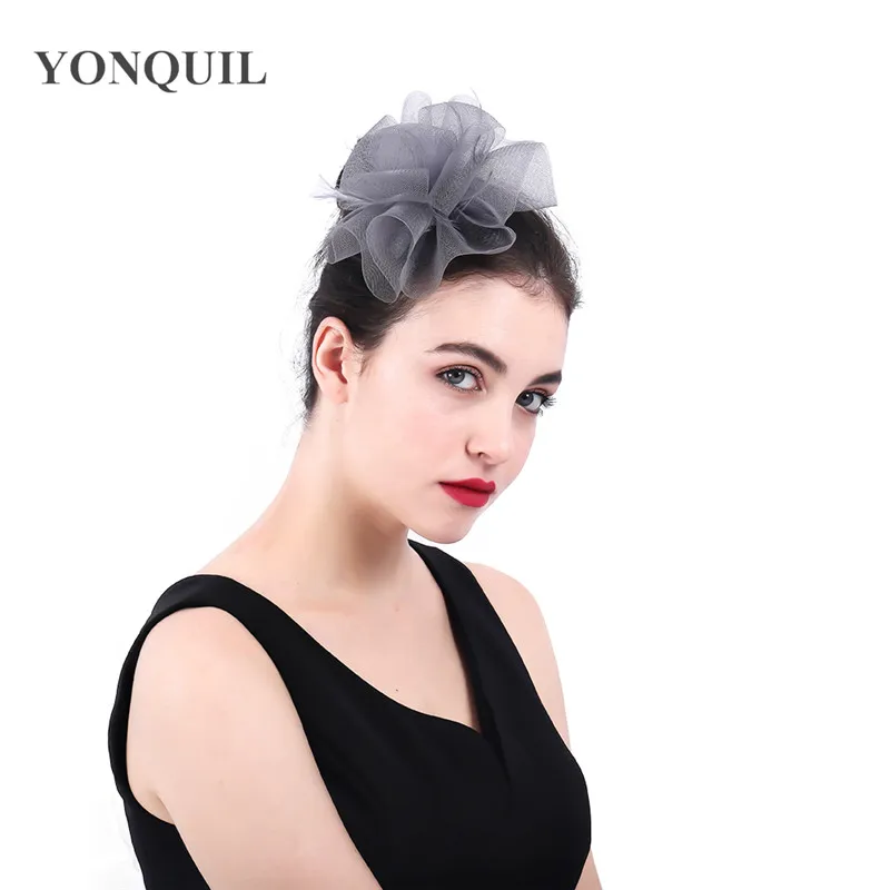 New Church Derby Bridal Wedding Sinamay w Feather Fascinator Cocktail Black 307