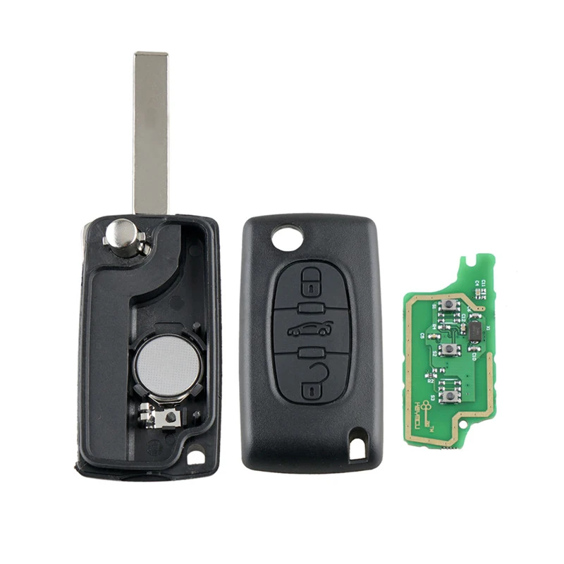 

Dzanken 3 Buttons Remote Car Key 433MHZ for PEUGEOT 207 307 308 407& Transponder Chip& Uncut Blade
