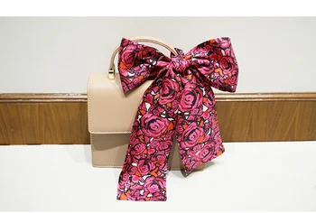 

Rose Floral Neck Ribbon Narrow Scarf Natural Silk Choker Lady Headband Bag Hairband Scarves Wholesale Drop Shipping KZSBD160