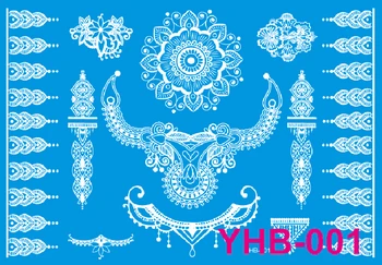 

1pcs White Henna Tattoo Sticker Lace Temporary Jewelry Tatoo Body Art Tatuagem