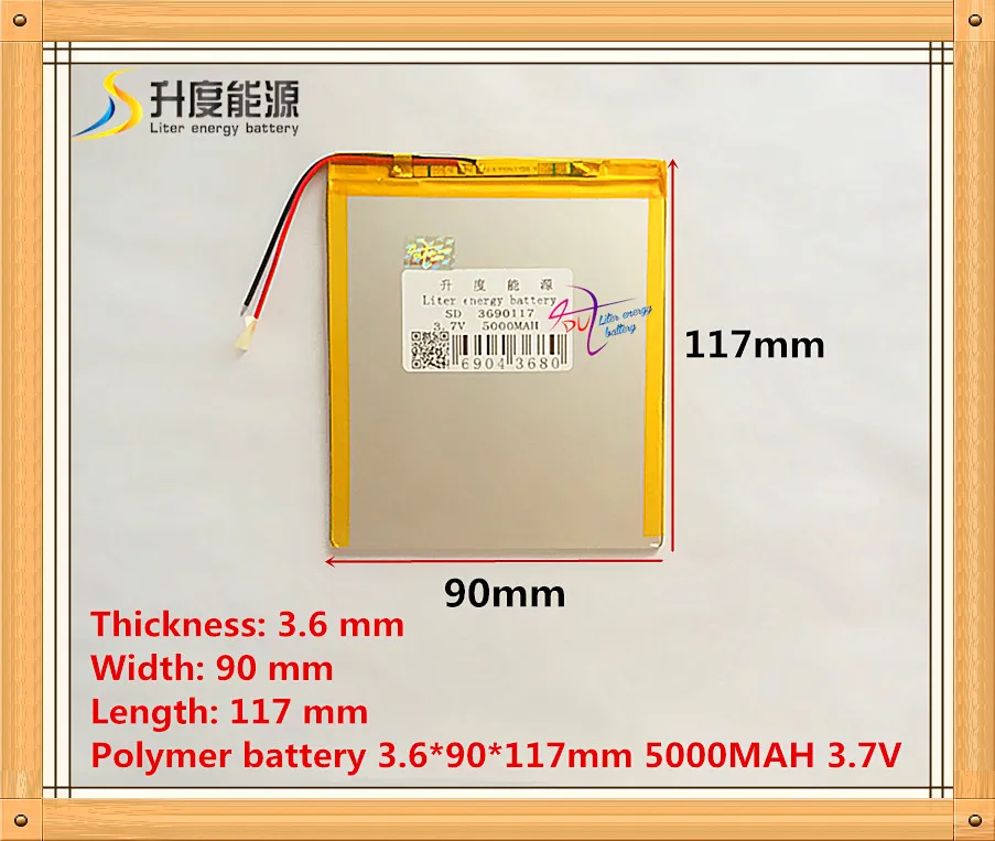 Ультра-тонкий высокой емкости литий-ионный полимерный аккумулятор 3,7 в 3690117 5000 мАч tablet W28