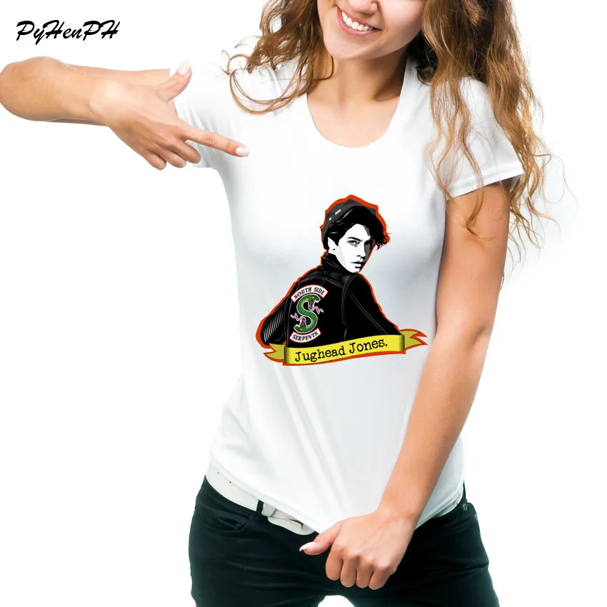 

Jughead Jones Printed T Shirt 2018 Summer Style Riverdale T-Shirt funny Harajuku Short Sleeve Slim White Tee Shirt Femme