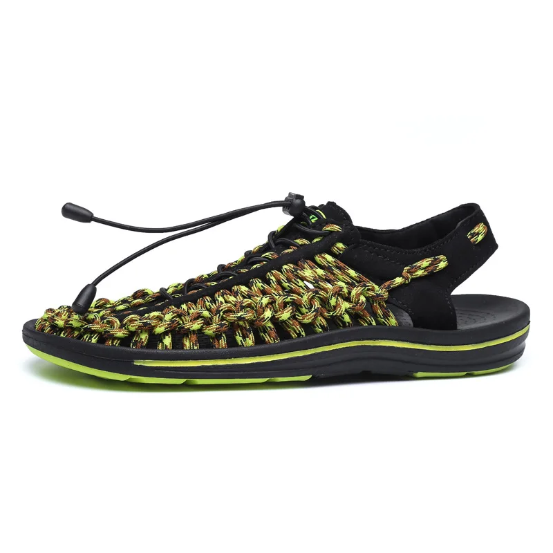 Water Shoes Beach Men's Woven New Style Leisure Sandals Tide Vietnam Rome Korean Style Mesh Slippers Breathable Summer Sandals - Цвет: Зеленый
