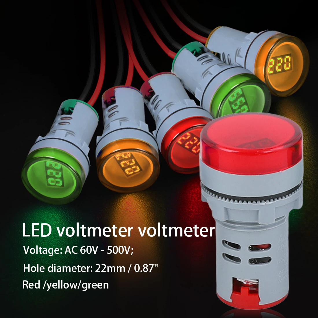 

AD16-22DSV 22 MM Lights Tester Tools Combo Indicator AC 60-500V 0-100A LED Voltmeter voltage meter LED display tester