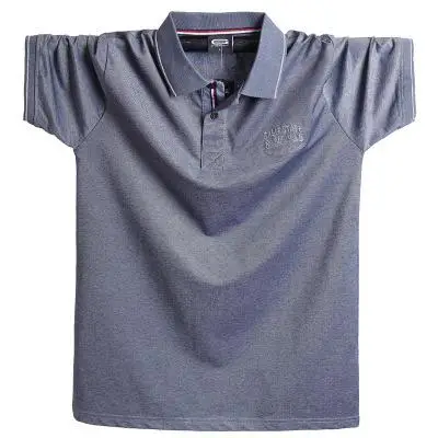 blue gray Новое поступление, модная супер большая повседневная трикотажная футболка с коротким рукавом и отложным воротником для мужчин, большие размеры, M L XL 2XL 3XL 4XL 5XL - Цвет: blue gray