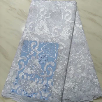 

African Wedding Lace Fabric white African Swiss Cotton Lace Fabric for Swiss Voile Lace In Switzerland Woman 5yards
