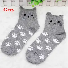 1 пара, весенние модные женские Сексуальные корейские хлопковые носки-трубы для девочек, одежда, аксессуары, теплые яркие цвета, принт кошки, милый мультфильм