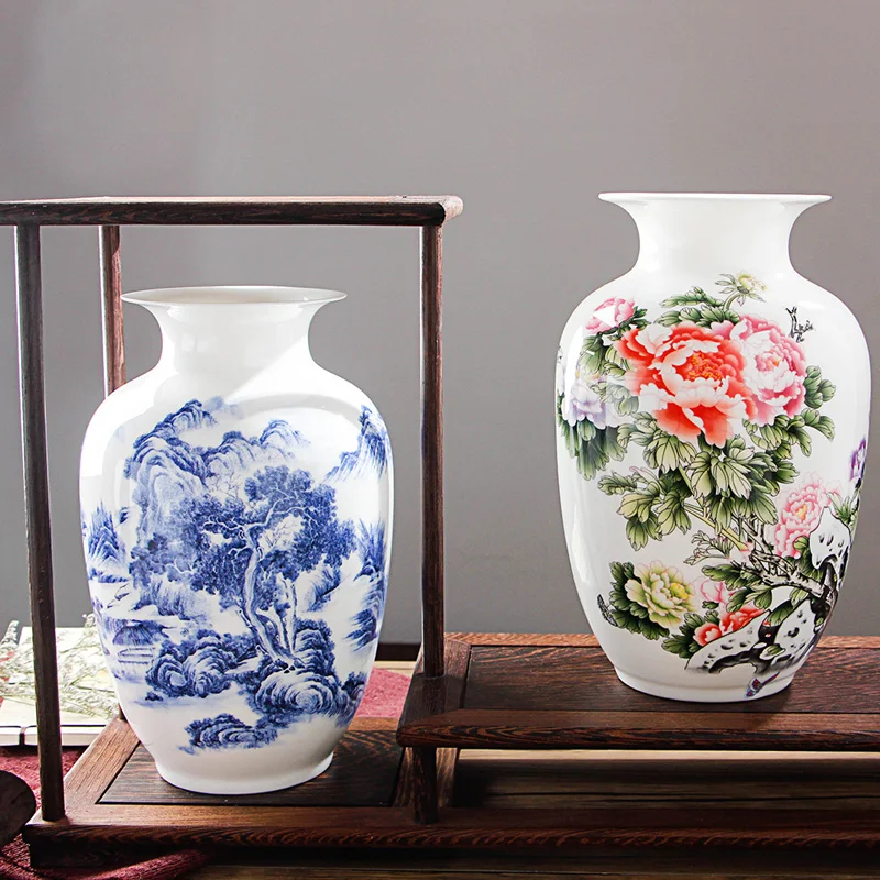 Китайская Ваза Jingdezhen с изысканными костяшками старинная фотография рисунком